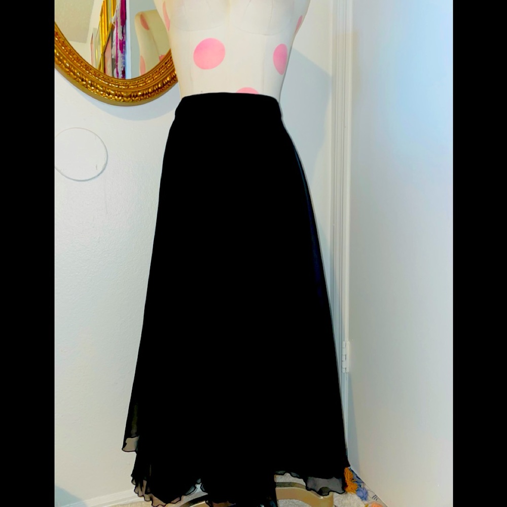 Swee Lo Vintage Full Black Maxi Skirt